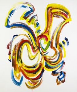 Theme, Variations and Improvisation, live improv painting on paper to score of Eric Klaxton, 48" x 36"      $850