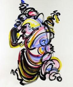 Body and Soul, improv painting on paper, painted at Bouy Gallery in 2012, 48"x36"   SOLD