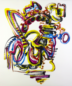 Taking Shape, live improv painting on paper to score of Matt Langley, 48" x 36"      $850