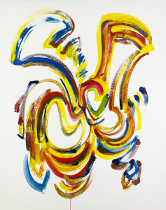 Theme, Variations and Improvisation, live improv painting on paper to score of Eric Klaxton, 48" x 36"      $850