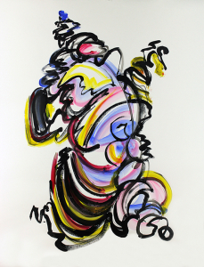 Body and Soul, improv painting on paper, painted at Bouy Gallery in 2012, 48"x36"   SOLD
