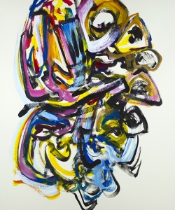Taking Shape (rehearsal painting), live improv painting on paper to score of Matt Langley, 48" x 36"      $850