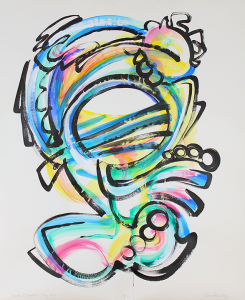 Shel, improv painting on paper, based on a poem by Shel Silverstein, sung by Taylor O'Donnell, 48"x36"  SOLD