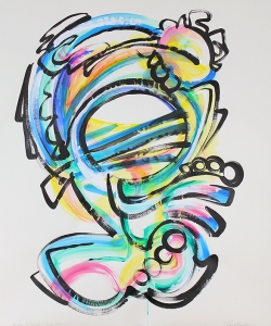 Shel, improv painting on paper, based on a poem by Shel Silverstein, sung by Taylor O'Donnell, 48"x36"  SOLD