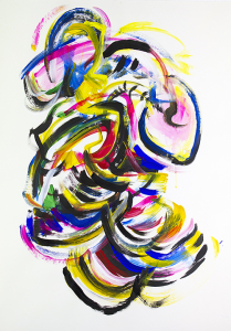 Skeedaddledoo, improv painting on paper, Portsmouth Music and Arts Center Workshop, 42"x 36" $850