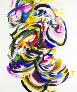 Skeedaddledoo, improv painting on paper, Portsmouth Music and Arts Center Workshop, 42"x 36" $850