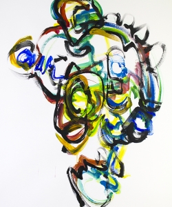 Broad Strokes (rehearsal) improv painting on paper, score by  Rob Gerry, 48"x 36"    $850