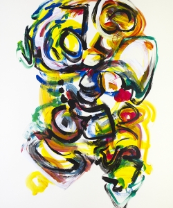 Taking Shape (rehearsal painting), live improv painting on paper to score of Matt Langley, 48" x 36"      $850