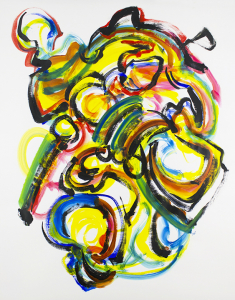 Starlings,live improv painting on paper to score of Jonny Peiffer, 48" x 36"      $850