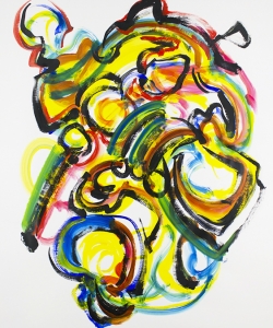 Starlings,live improv painting on paper to score of Jonny Peiffer, 48" x 36"      $850