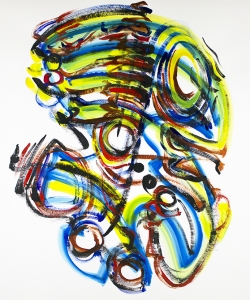 Starlings Part I, live improv painting on paper to score of Jonny Peiffer, 48" x 36" $850